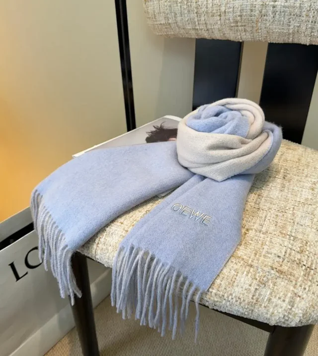 Loewe Scarves Fringed logo-embroidered scarf product detail image 7