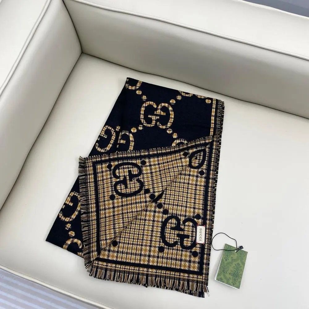 Gucci Scarves Fringed Double G Pattern Scarf image 8