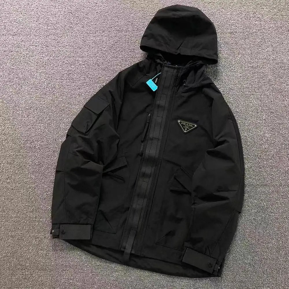 Prada triangle logo hooded jacket — W2CFinds curated find