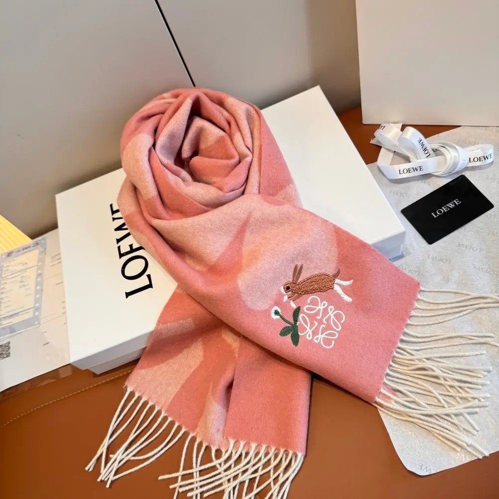 Loewe Scarves Fringed plaid and embroidered image 7