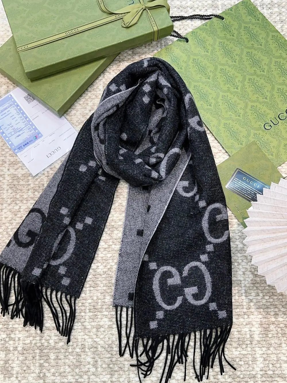 Gucci Scarves GG monogram fringed scarf image 7