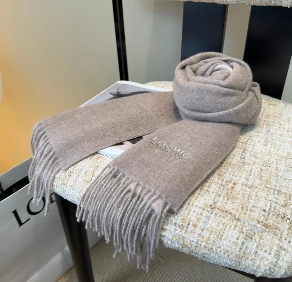 Loewe Scarves Fringed logo-embroidered scarf image 6