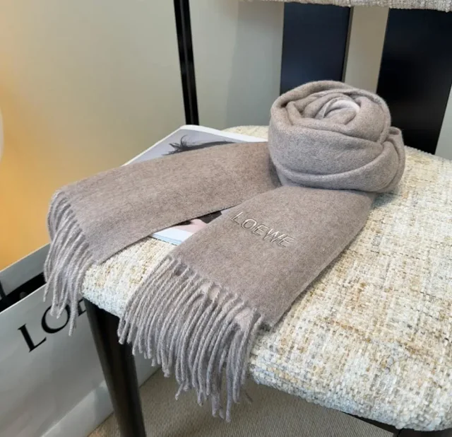 Loewe Scarves Fringed logo-embroidered scarf product detail image 6