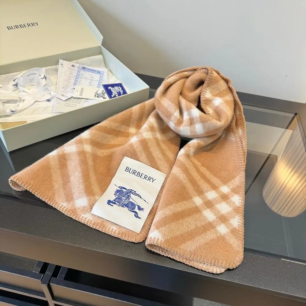Burberry Scarves Checked and monogram fringed image 3