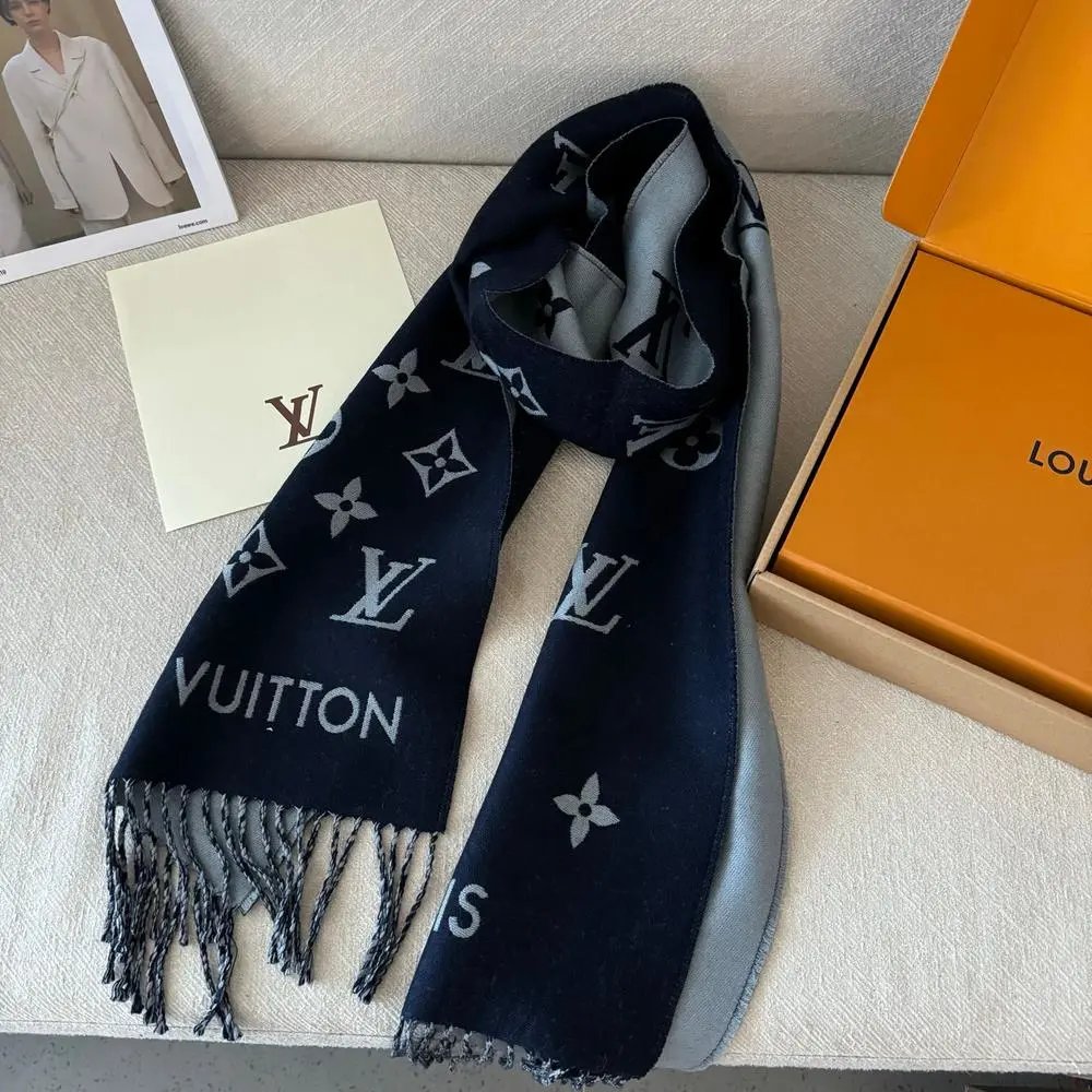 Louis Vuitton Scarves Reversible monogram fringed scarf image 7