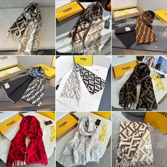 Fendi Scarves FF monogram fringed scarf product detail image 1