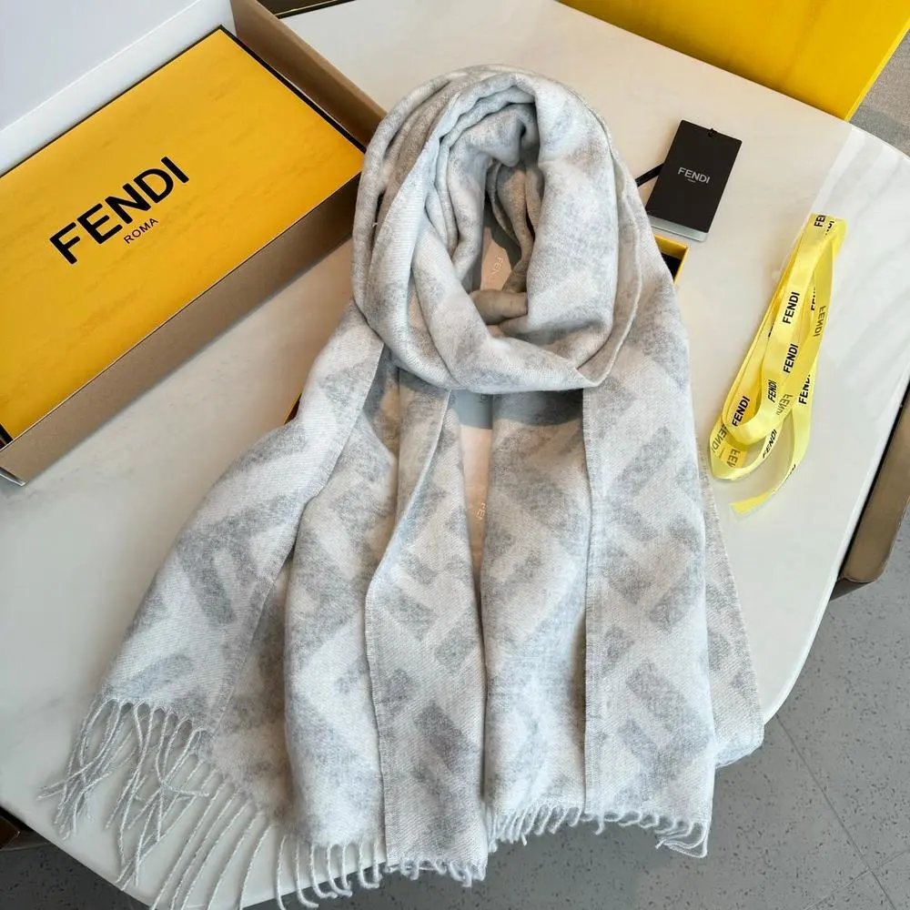 Fendi Scarves FF monogram fringed scarf image 9