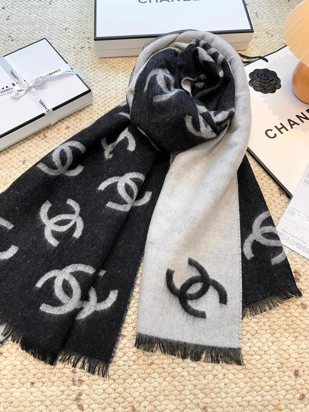 Chanel Scarves CC logo knit scarf image 10