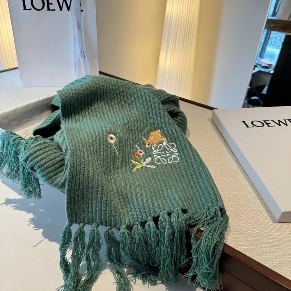 Loewe Scarves Anagram logo fringed scarf image 5