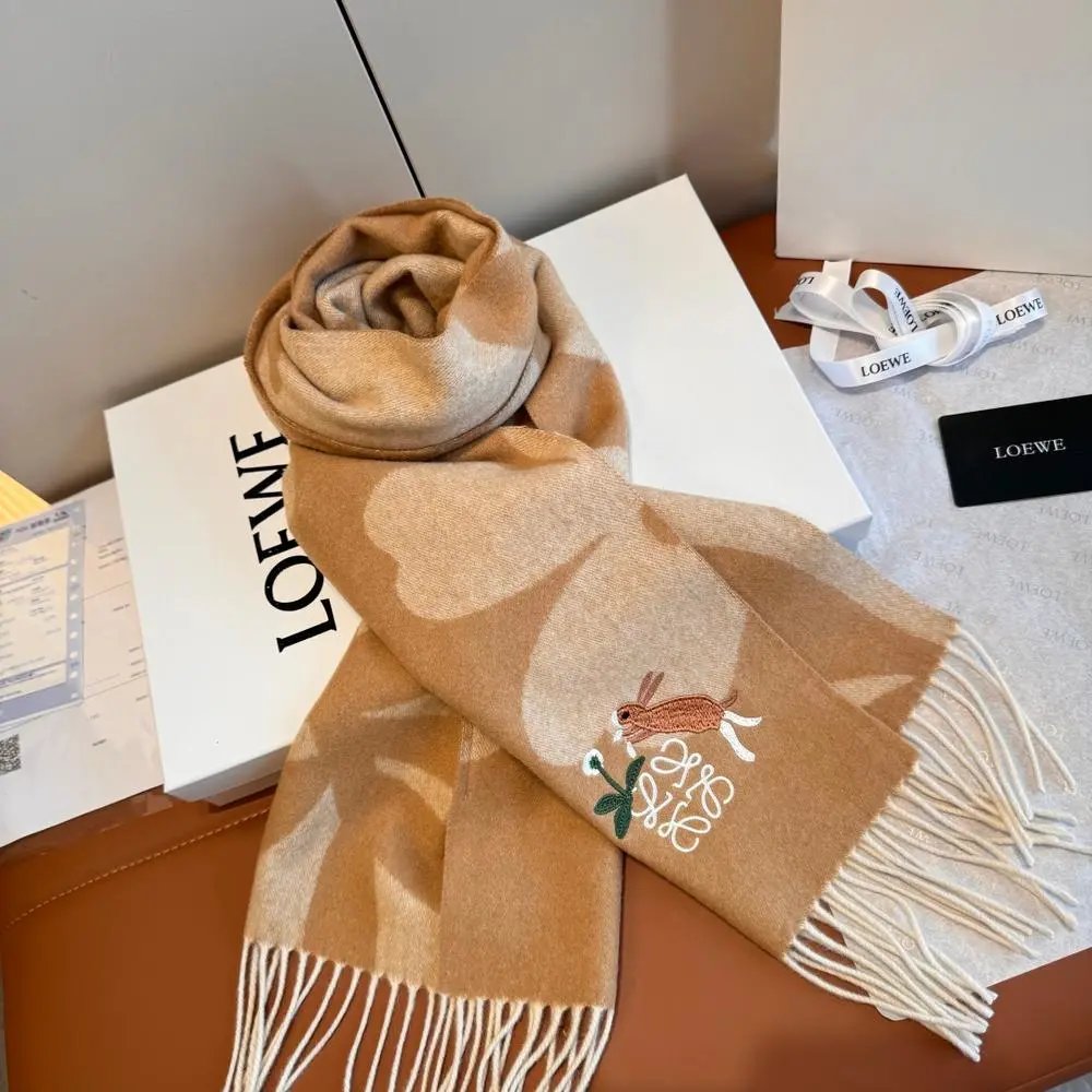Loewe Scarves Fringed plaid and embroidered image 8