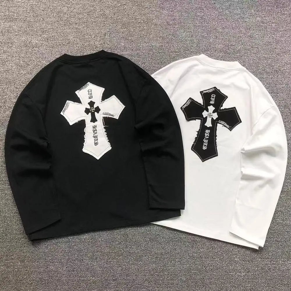 Chrome Hearts frayed cross patch long sleeve shirt — W2CFinds curated find