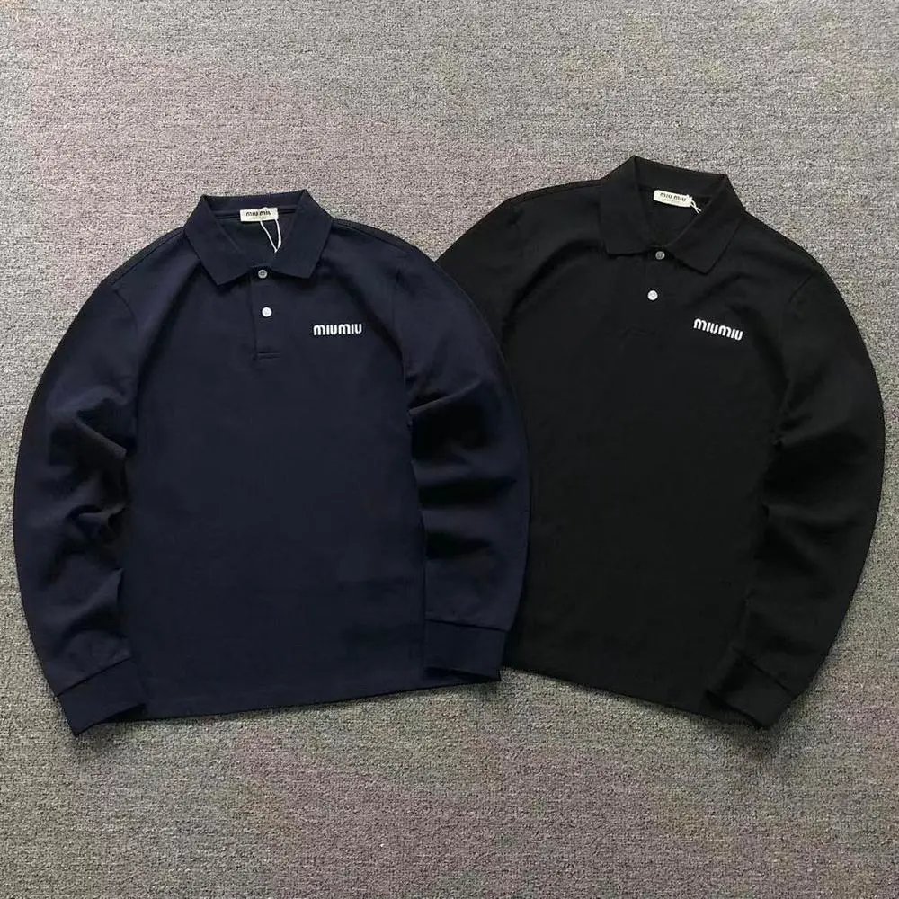 Miu Miu logo print long sleeve polo shirt — W2CFinds curated find