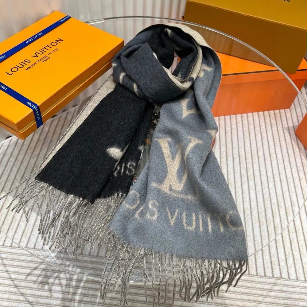 Louis Vuitton Scarves Reversible monogram fringed scarf image 8
