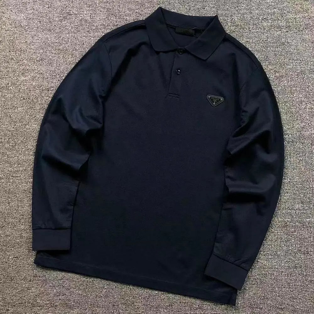 Prada triangle logo long sleeve polo shirt — W2CFinds curated find