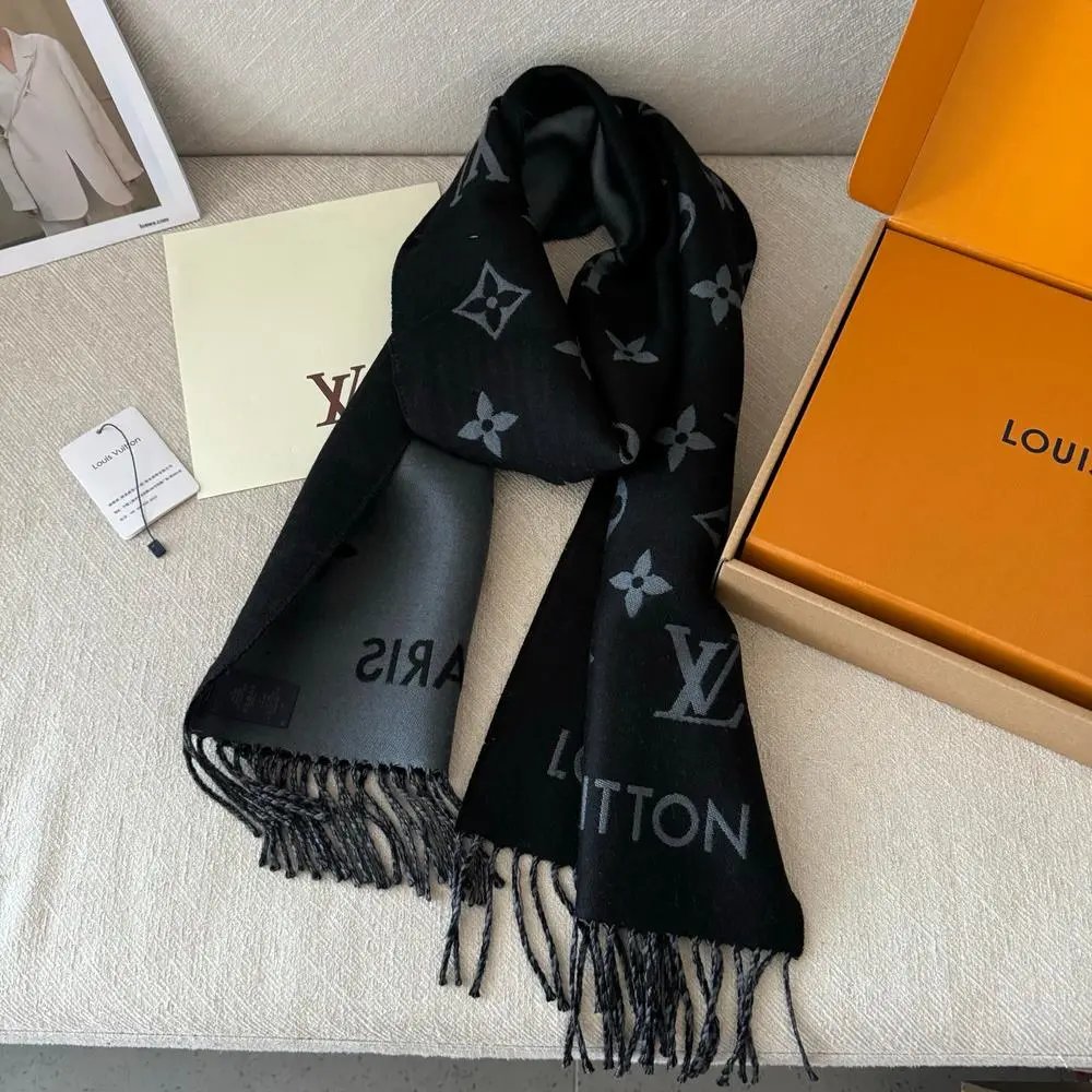 Louis Vuitton Scarves Reversible monogram fringed scarf image 6