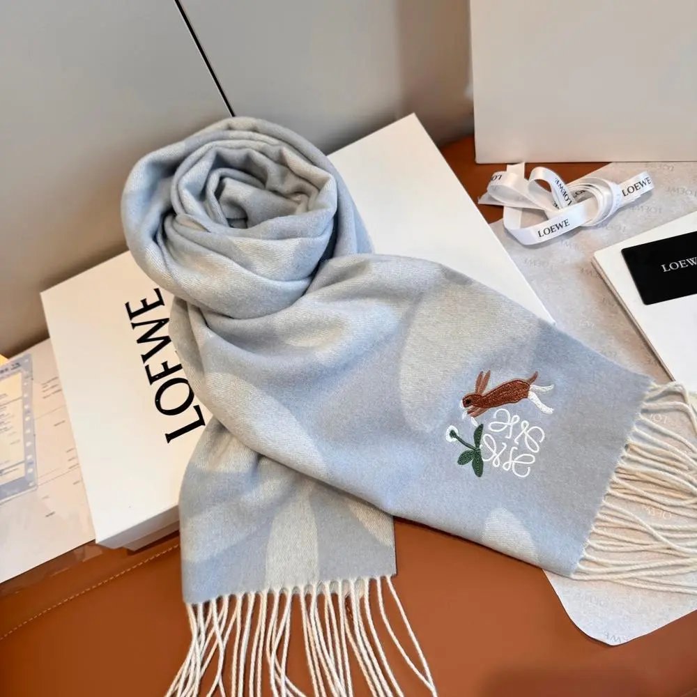 Loewe Scarves Fringed plaid and embroidered image 5