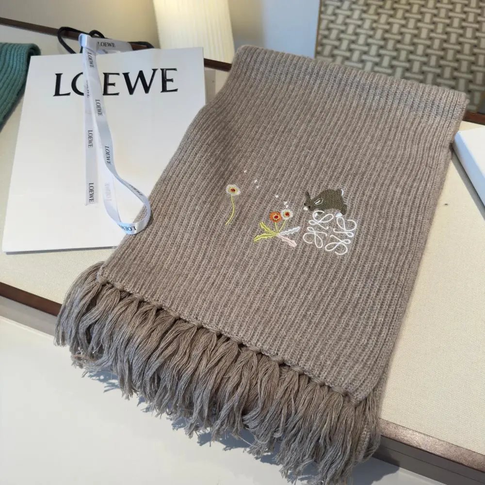 Loewe Scarves Anagram logo fringed scarf image 4