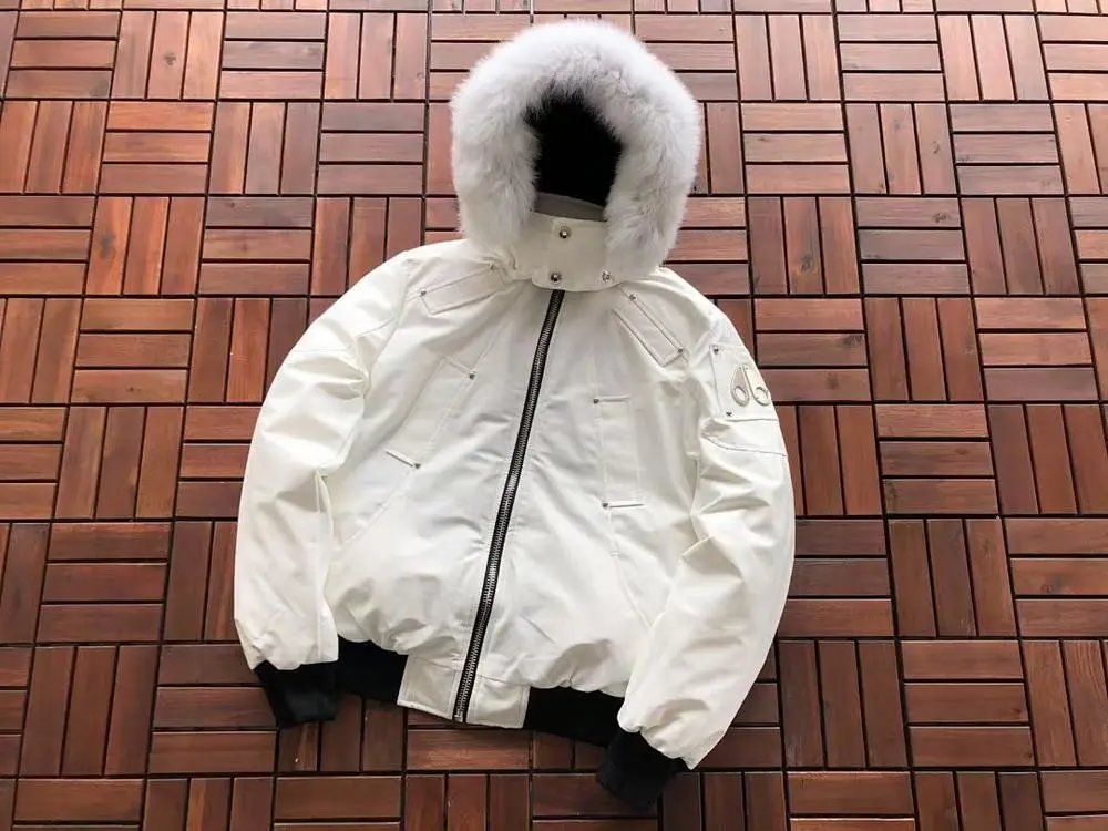 Moose Knuckles Down Jackets Fur-Trim Hooded Bomber Jacket image 2