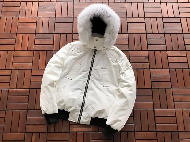 Moose Knuckles Down Jackets Fur-Trim Hooded Bomber Jacket product detail image 2