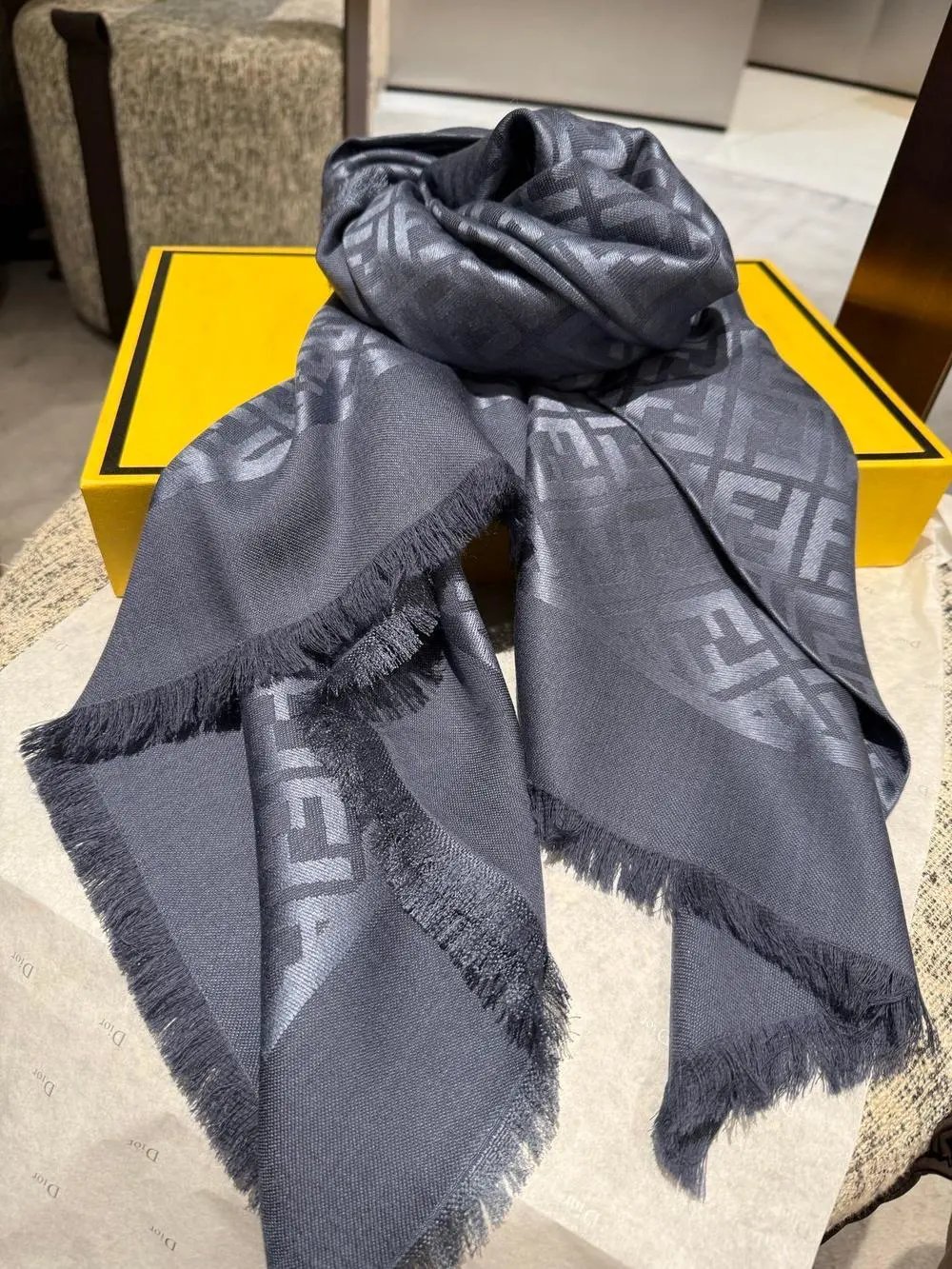 Fendi Scarves FF logo fringe scarf image 3