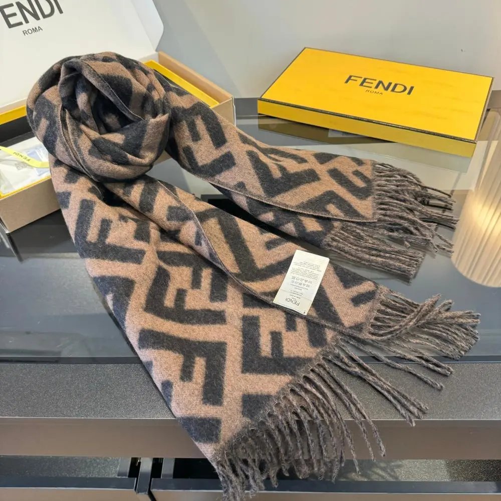 Fendi Scarves FF logo fringe scarf image 6