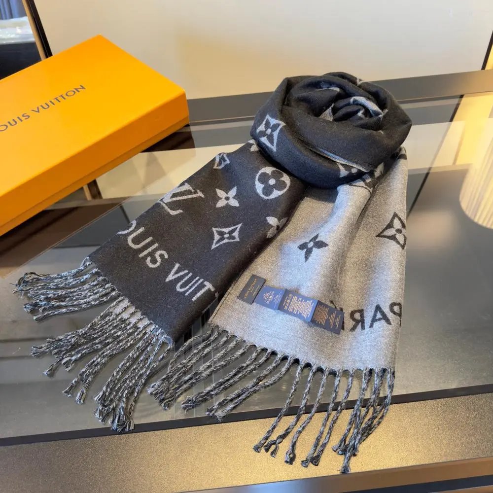 Louis Vuitton Scarves Reversible monogram fringed scarf image 5
