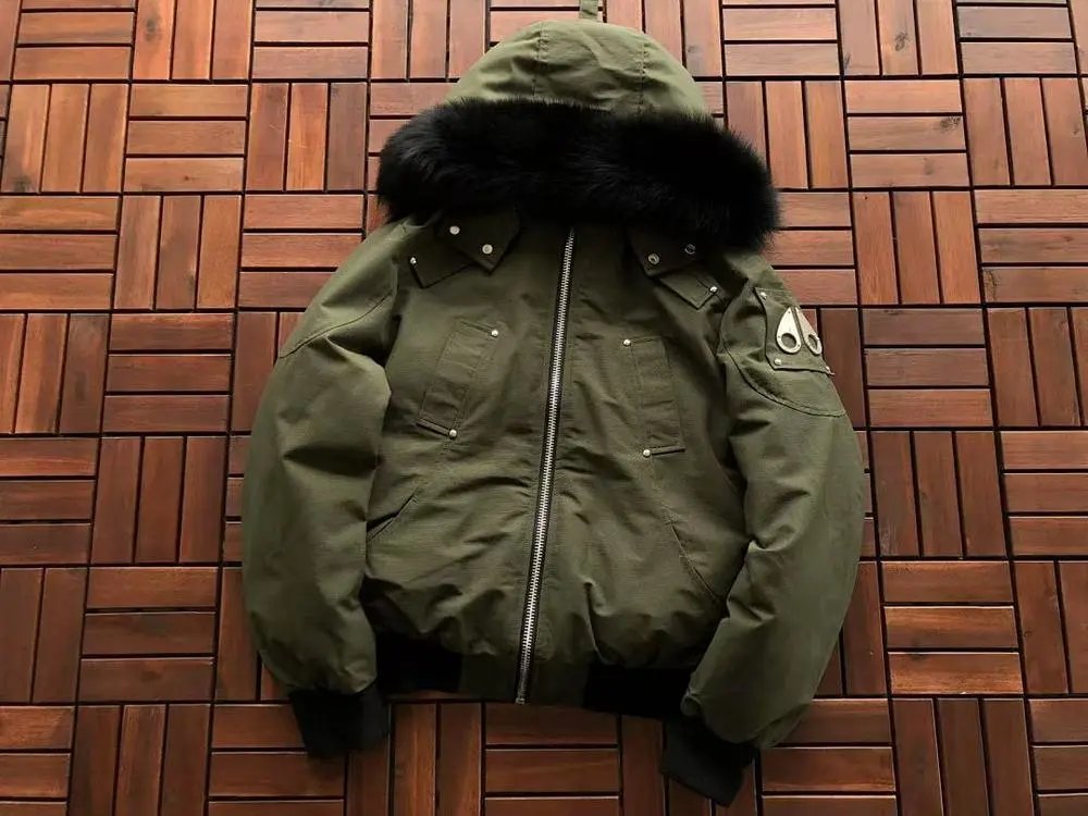 Moose Knuckles Down Jackets Fur-Trim Hooded Bomber Jacket image 4