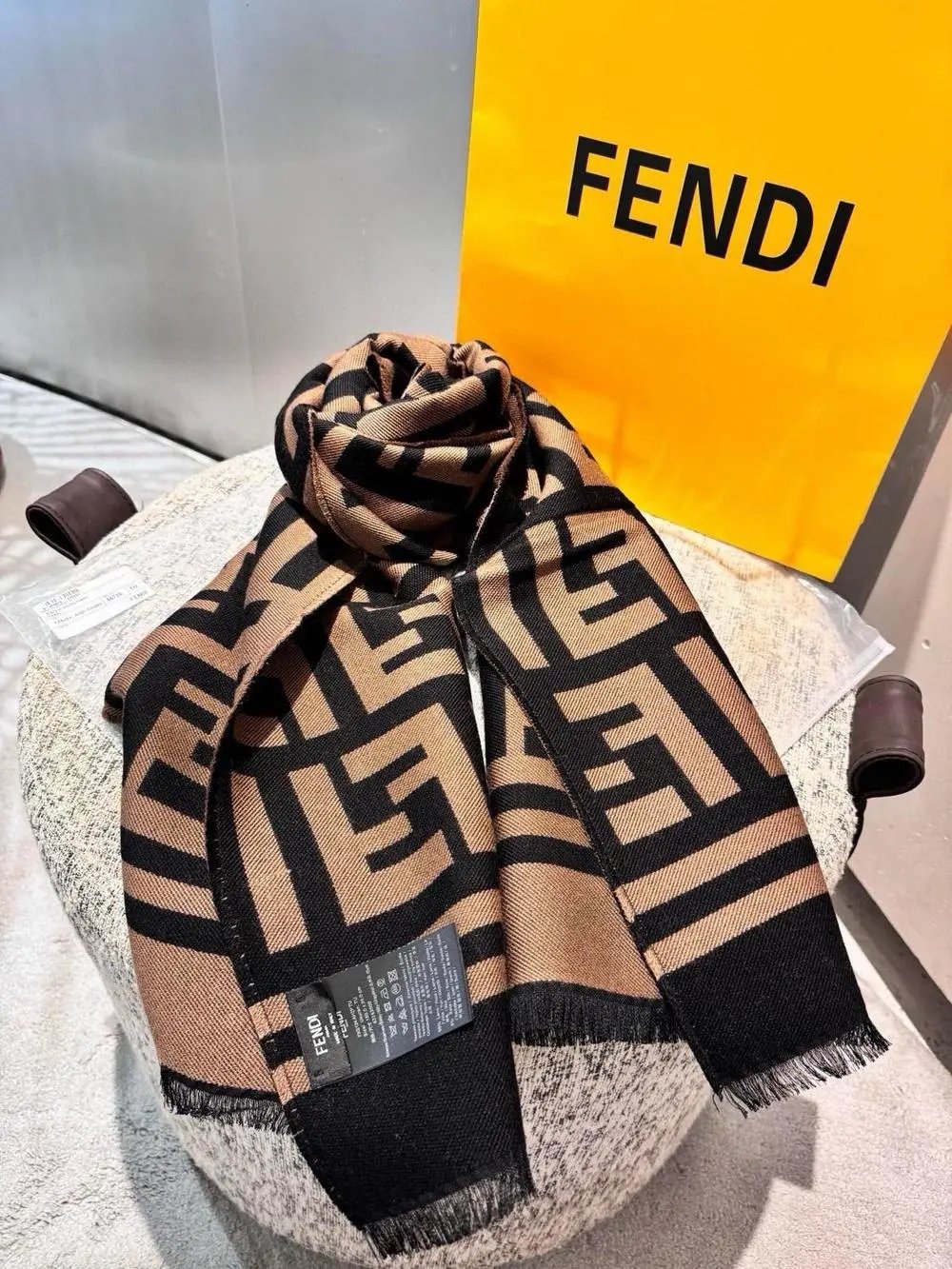 Fendi Scarves FF logo fringe scarf image 8
