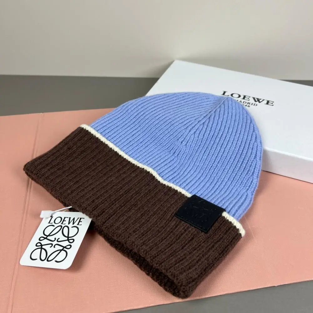 Loewe Hats Rib-knit cuffed beanie with contrast trim and Anagram patch image 6