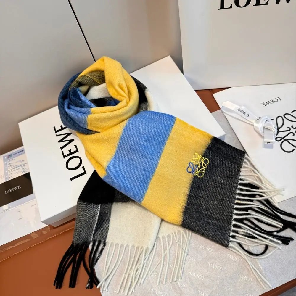 Loewe Scarves Fringed plaid and embroidered image 9