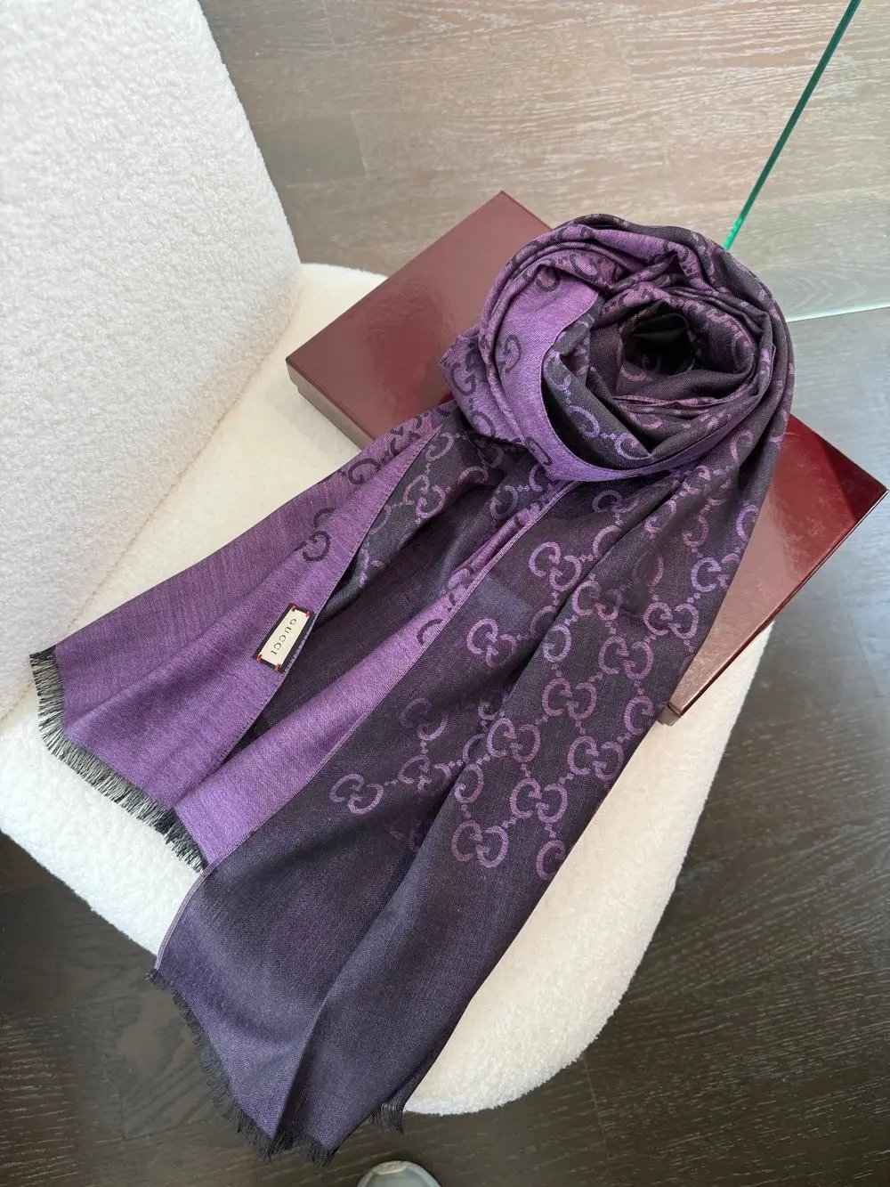 Gucci Scarves GG monogram fringed scarf image 9