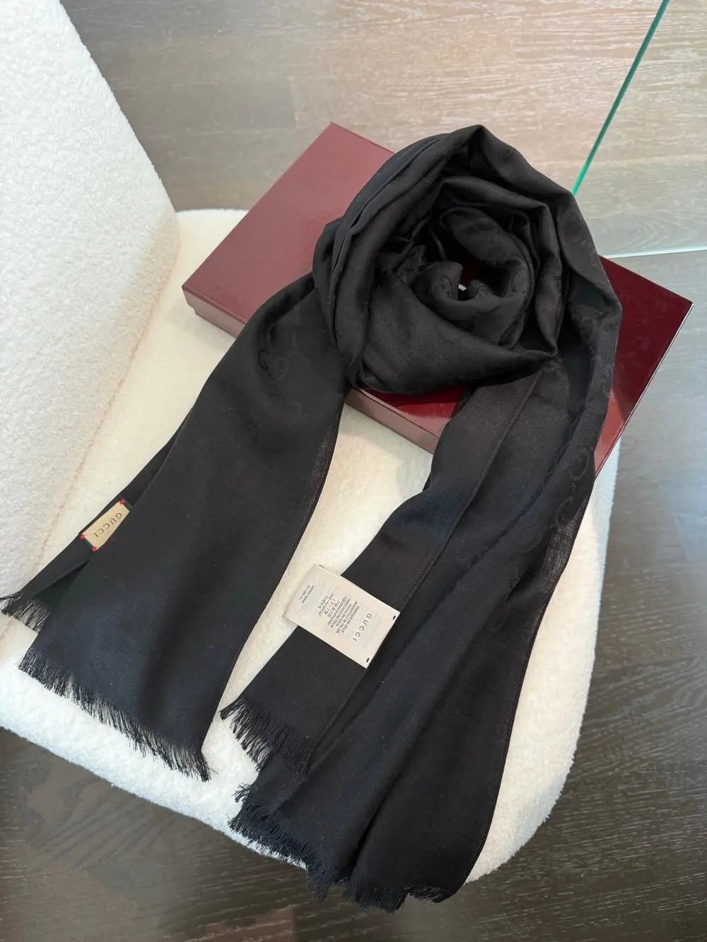 Gucci Scarves GG Monogram Fringed Scarf image 5