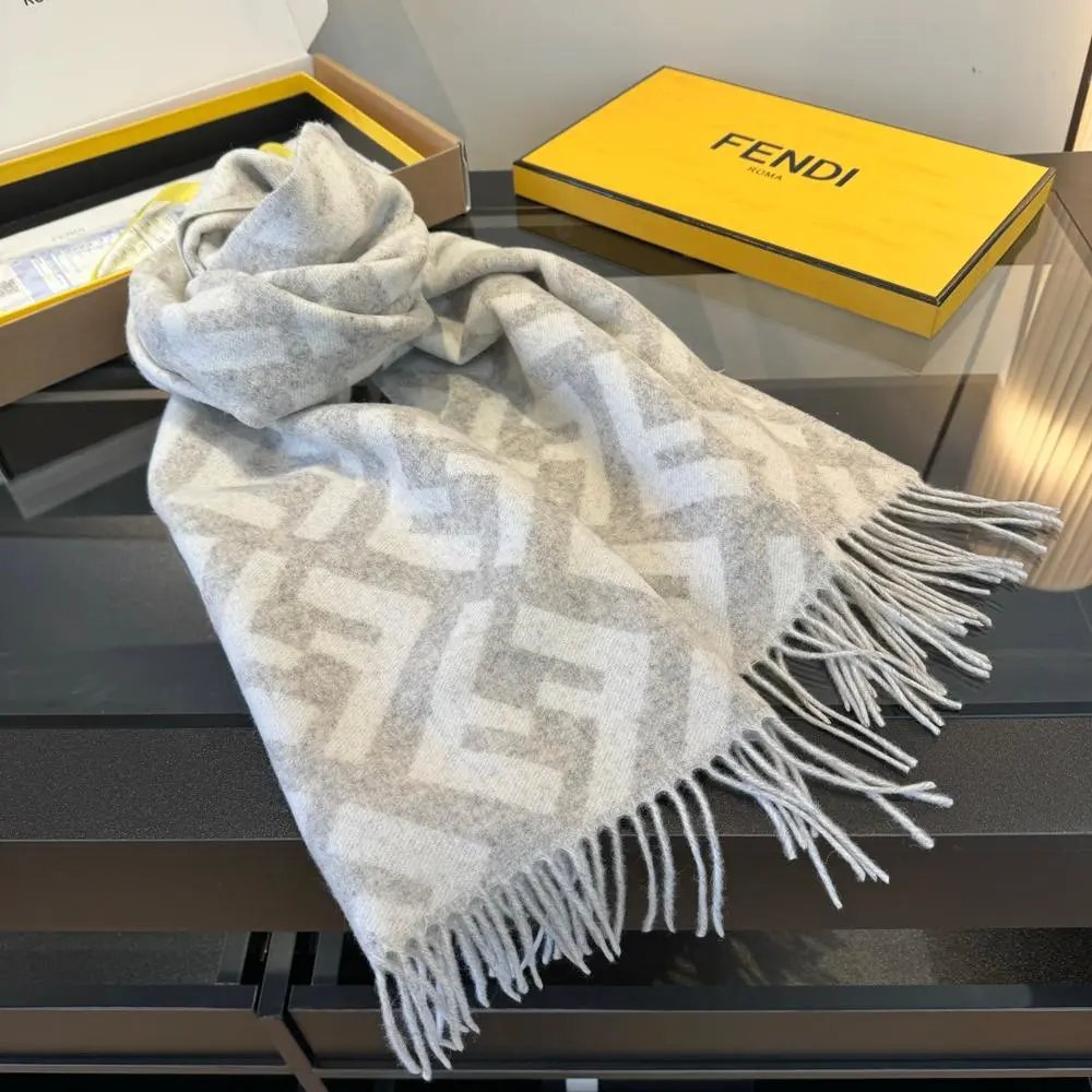 Fendi Scarves FF logo fringe scarf image 5