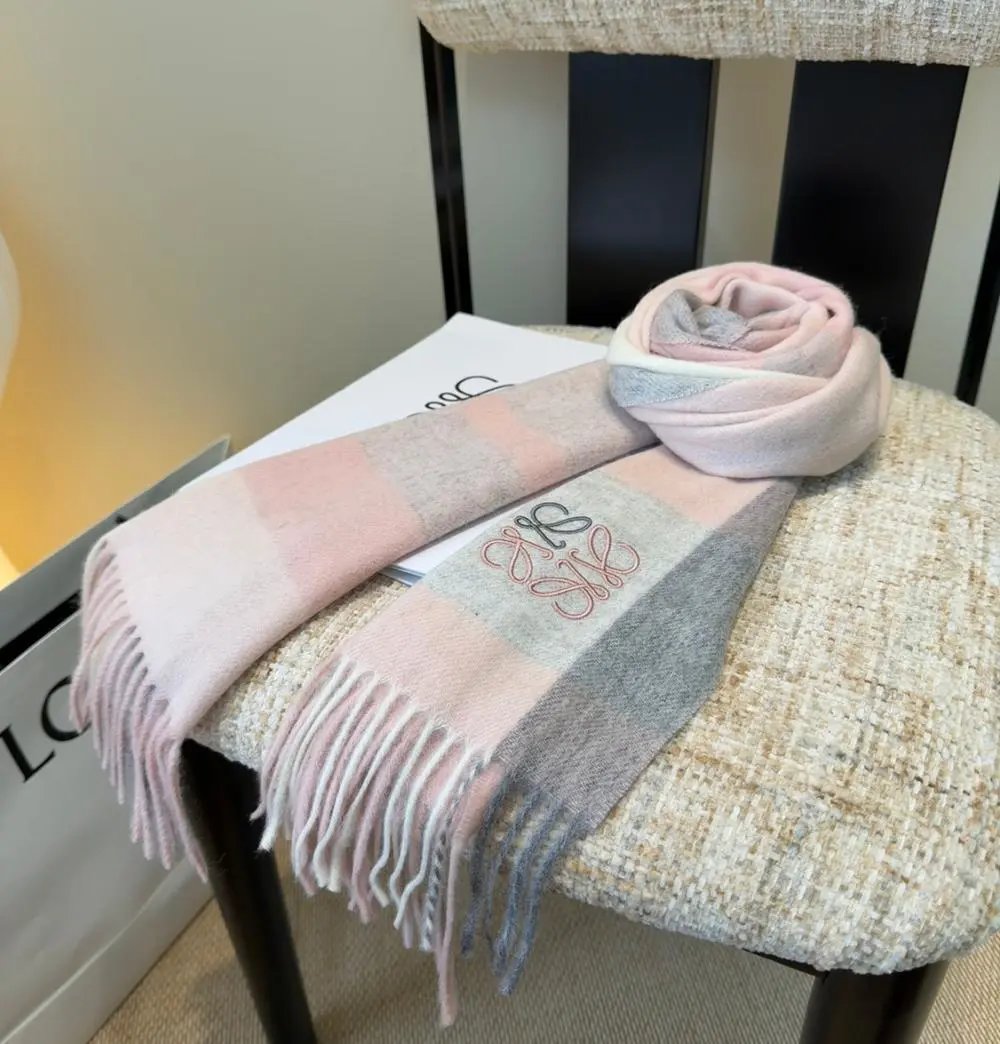 Loewe Scarves Fringed colour-block anagram scarf image 5