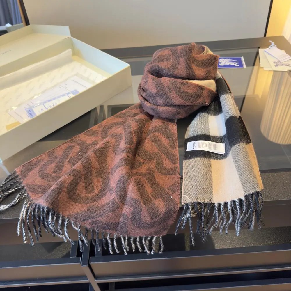 Burberry Scarves Fringed check and monogram scarf image 6