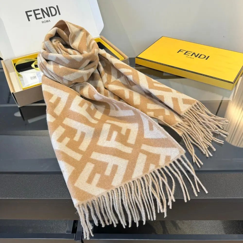 Fendi Scarves FF logo fringe scarf image 4