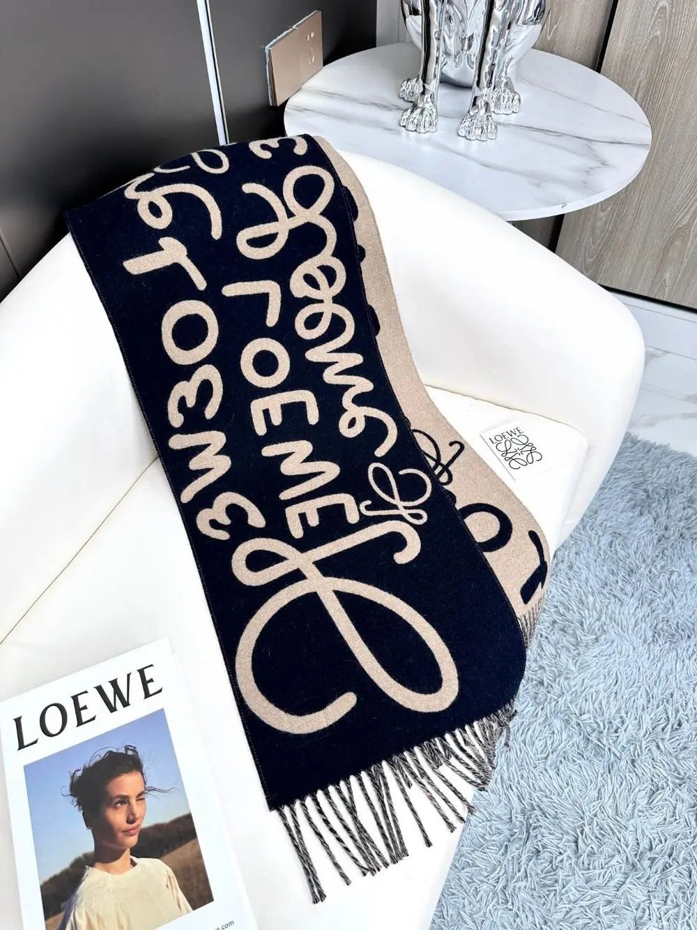Loewe Scarves Anagram Monogram Fringed Scarf image 10