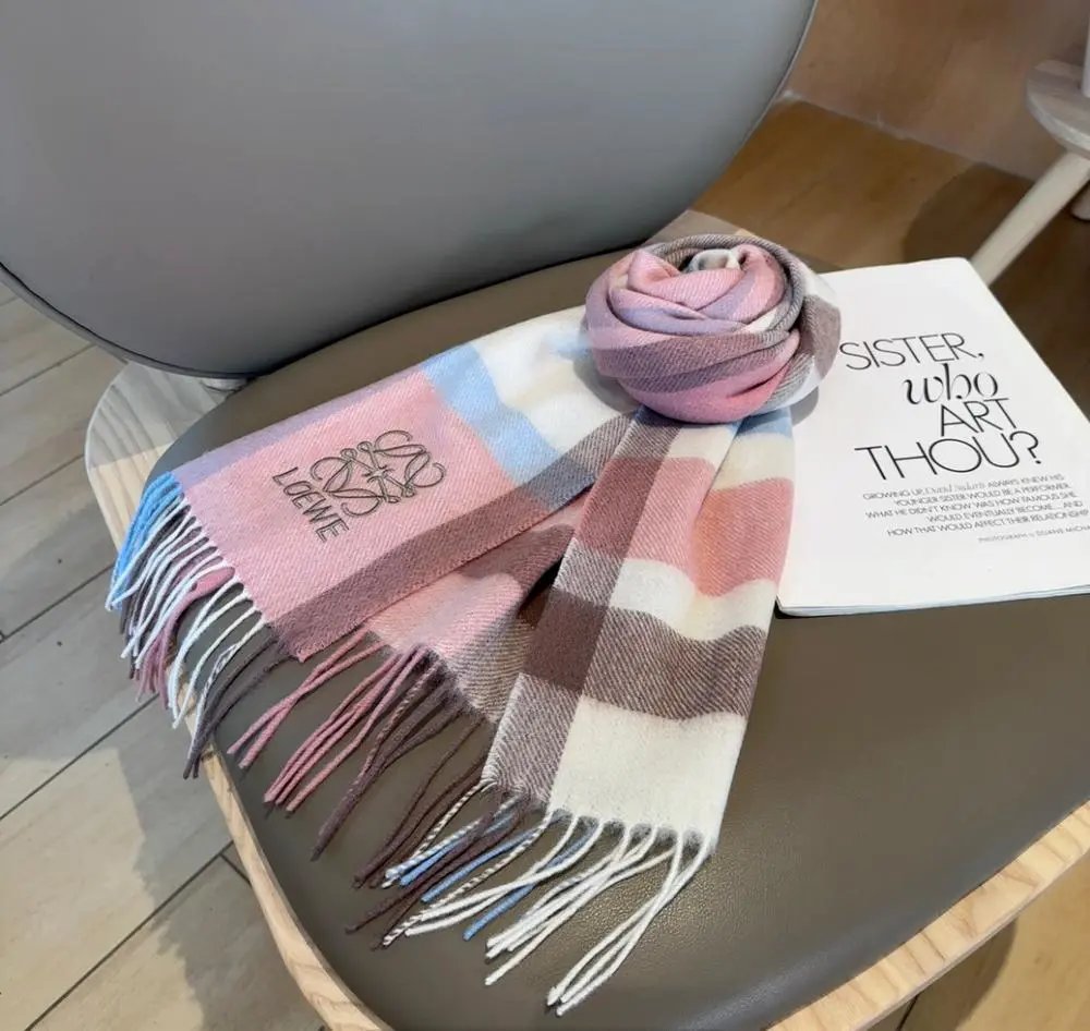 Loewe Scarves Fringed colour-block anagram scarf image 6