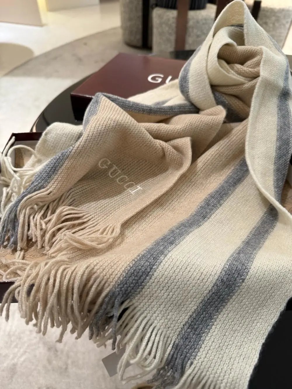 Gucci Scarves Fringed woven with striped and monogram designs image 3