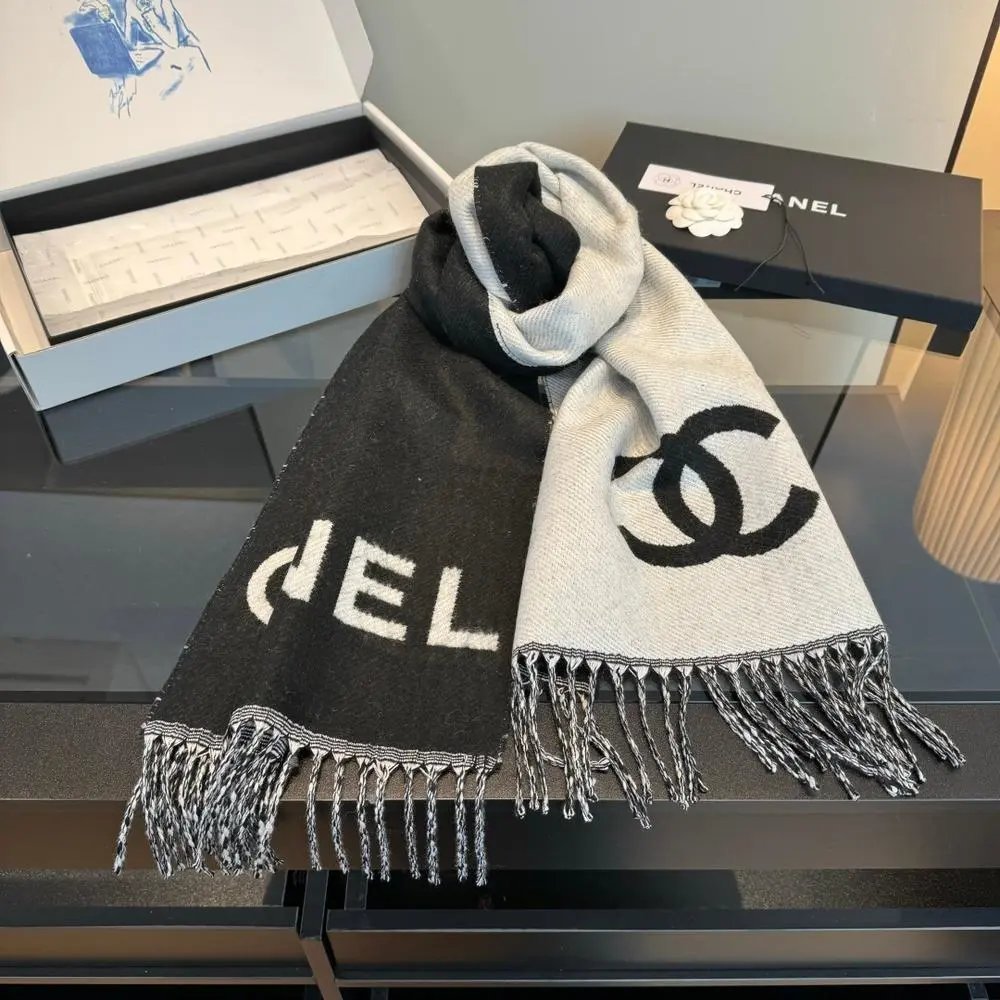 Chanel Scarves Fringed Logo image 5