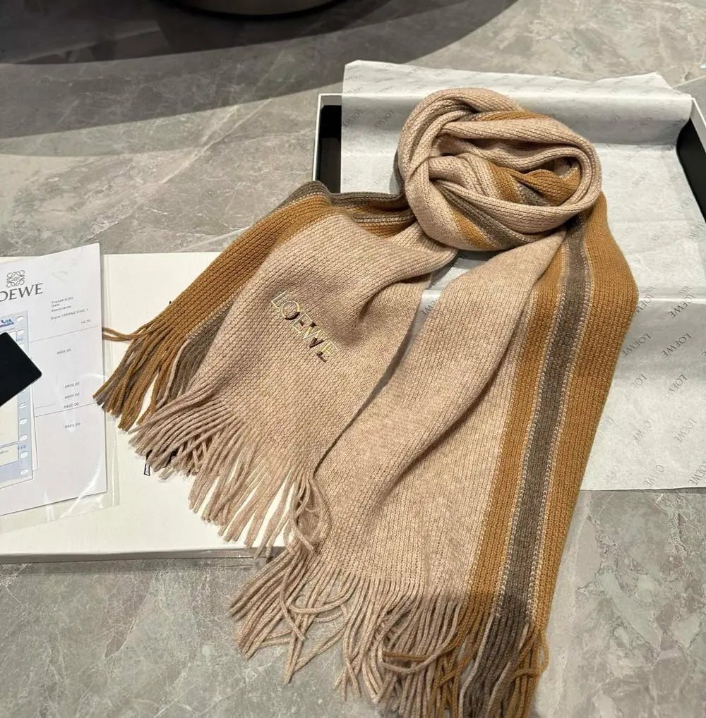 Loewe Scarves Fringed colour-block anagram scarf image 9