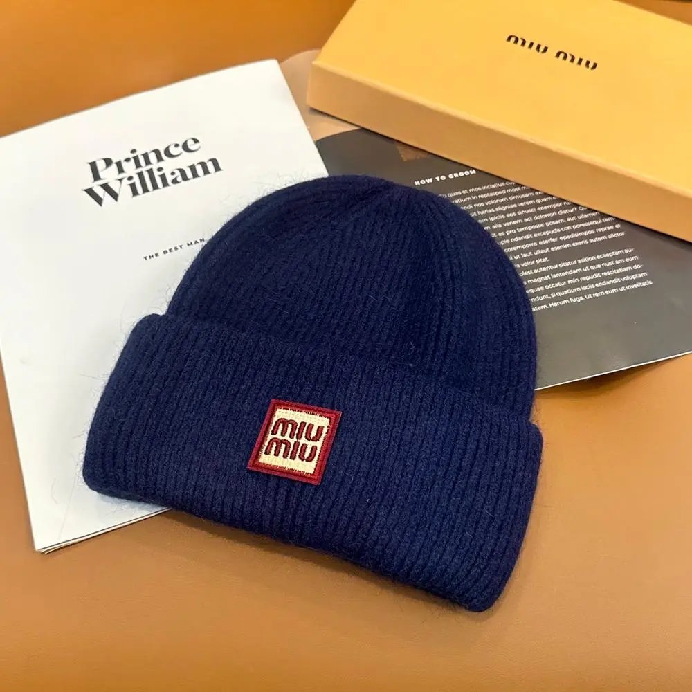 Miu Hats Rib-knit cuffed beanie with logo patch image 5