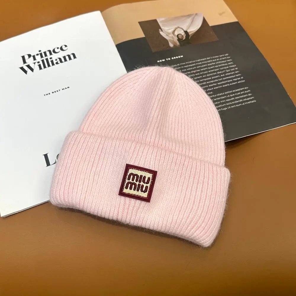Miu Hats Rib-knit cuffed beanie with logo patch image 3