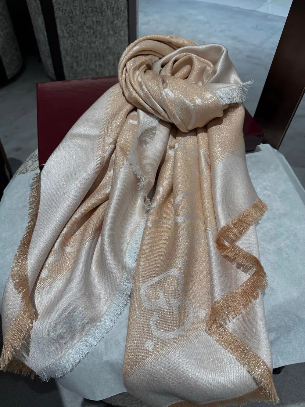 Gucci Scarves Fringed woven with striped and monogram designs image 8