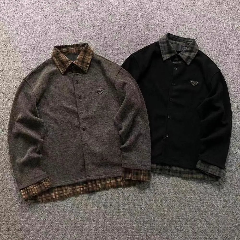 Prada plaid collar patch long sleeve shirt — W2CFinds curated find