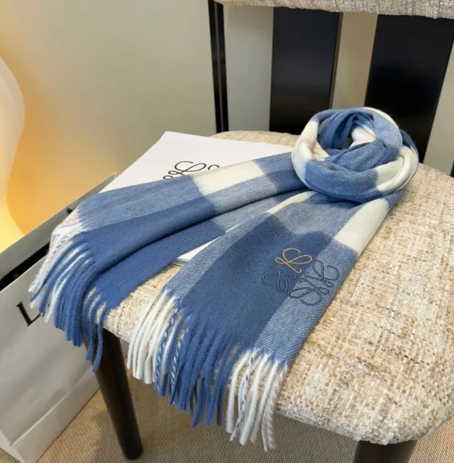 Loewe Scarves Fringed colour-block anagram scarf product detail image 3
