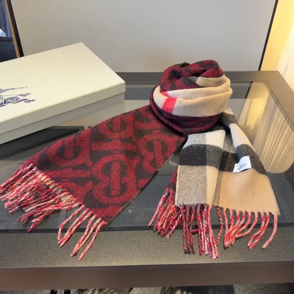 Burberry Scarves Fringed check and monogram scarf image 4