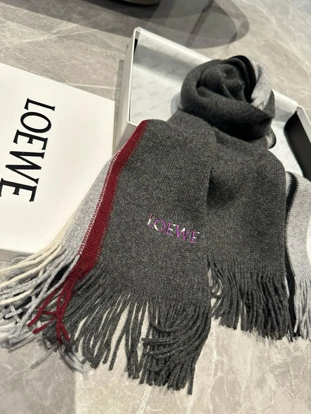 Loewe Scarves Fringed colour-block anagram scarf image 10