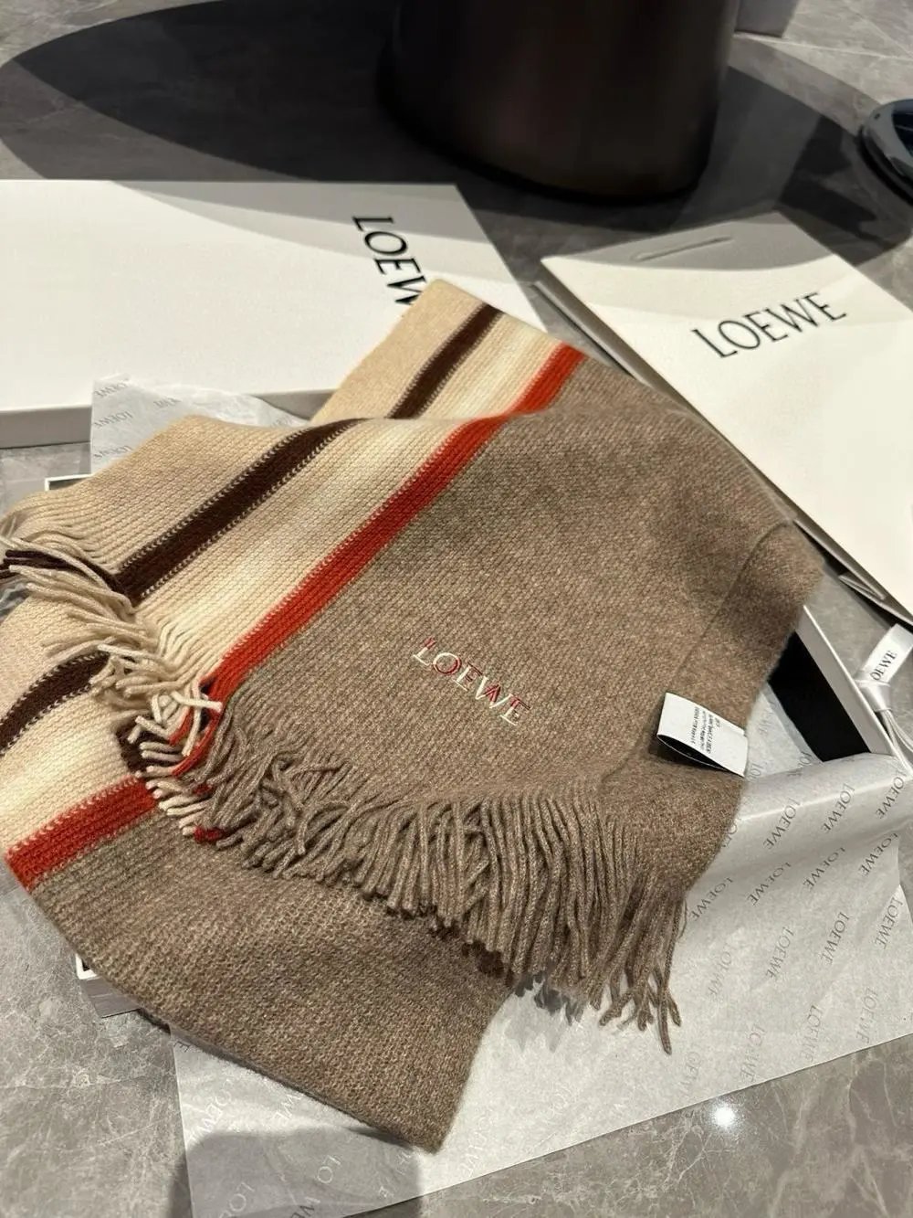Loewe Scarves Fringed colour-block anagram scarf image 8