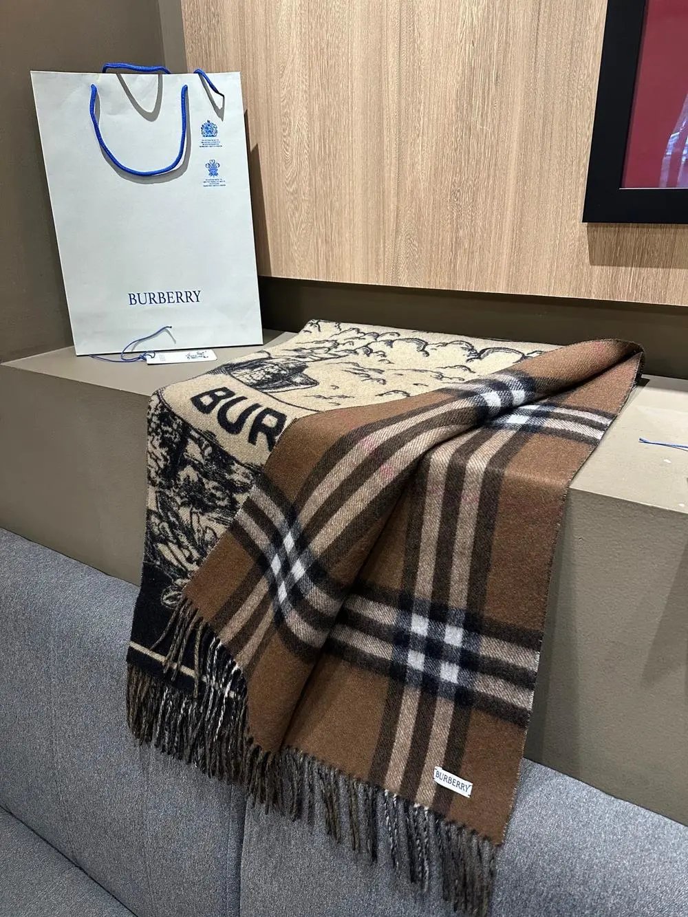 Burberry Scarves Fringed check and monogram scarf image 9